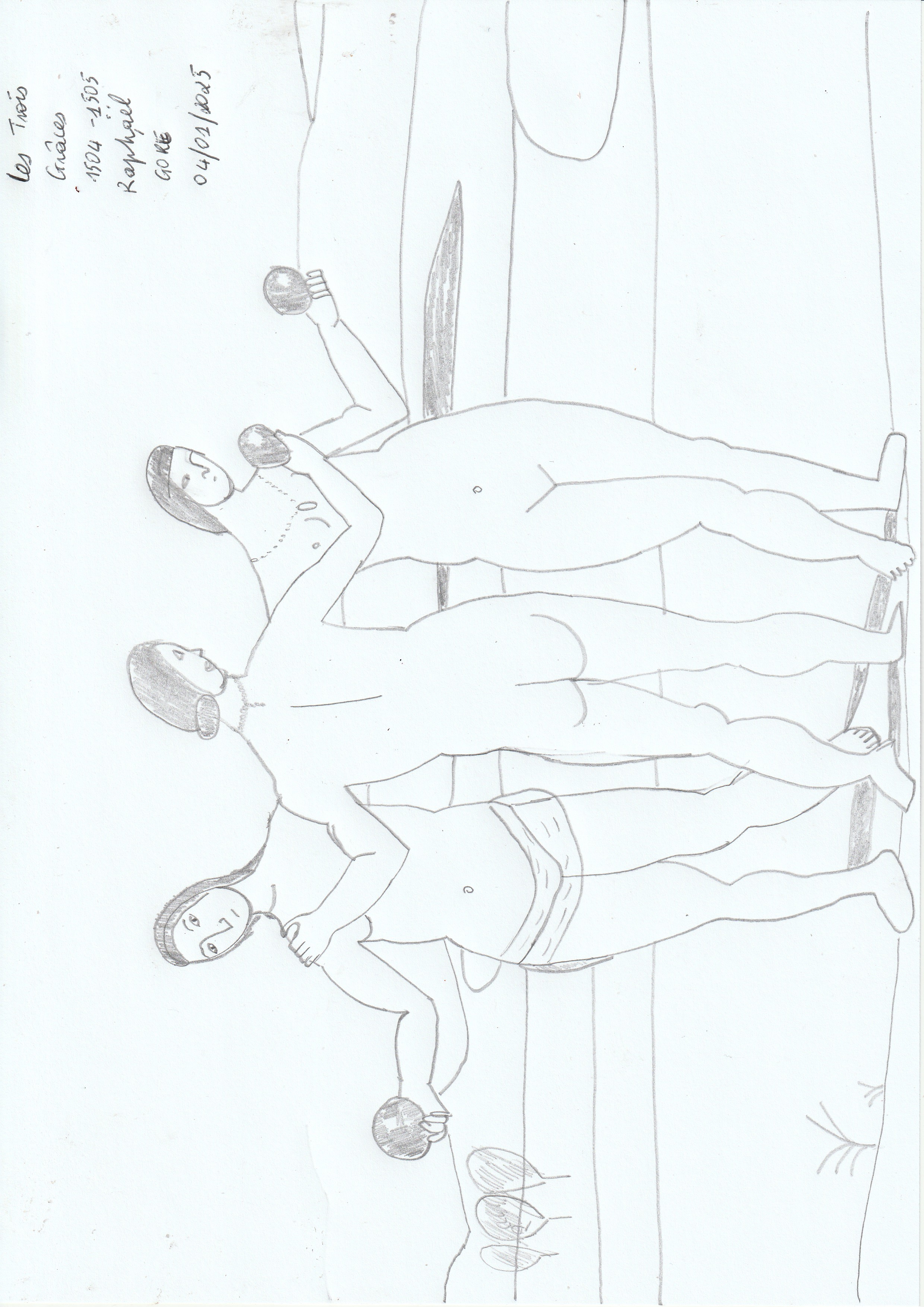 Les Trois Grâces, dessin de Goli Gore Gbaka